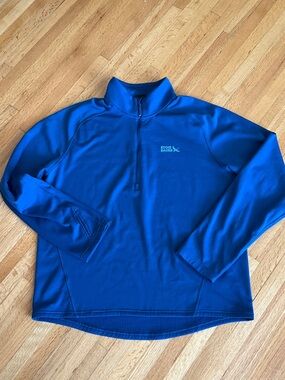 SZ L Men’s Eddie Bauer Royal Blue Grid-Texture Quarter-Zip Pullover